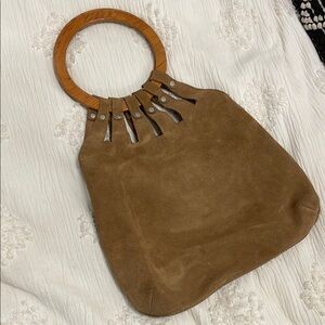 Vintage 90s Tan Suede Genuine Leather Women's Boho Western Bag